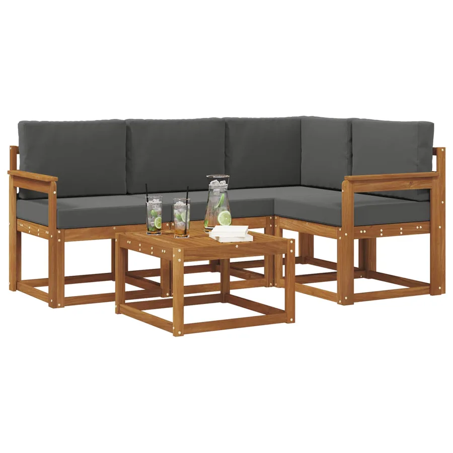 Ensemble de canapés d'extérieur 5 pcs Naturel et Anthracite - 3