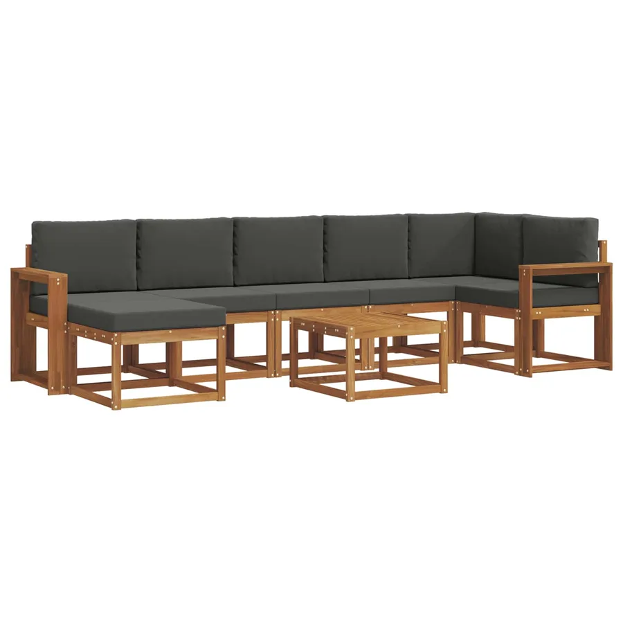 Ensemble de canapés d'extérieur 8 pcs Naturel et Anthracite - 2