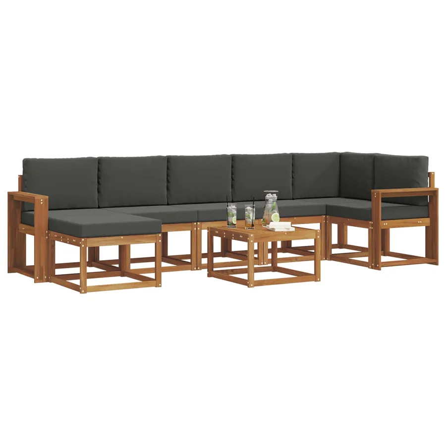Ensemble de canapés d'extérieur 8 pcs Naturel et Anthracite - 3