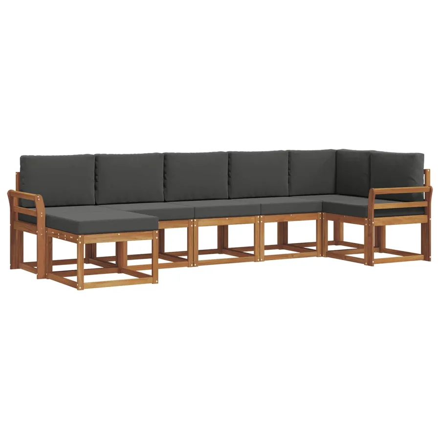 Ensemble de canapés d'extérieur 7 pcs Naturel et Anthracite - 2