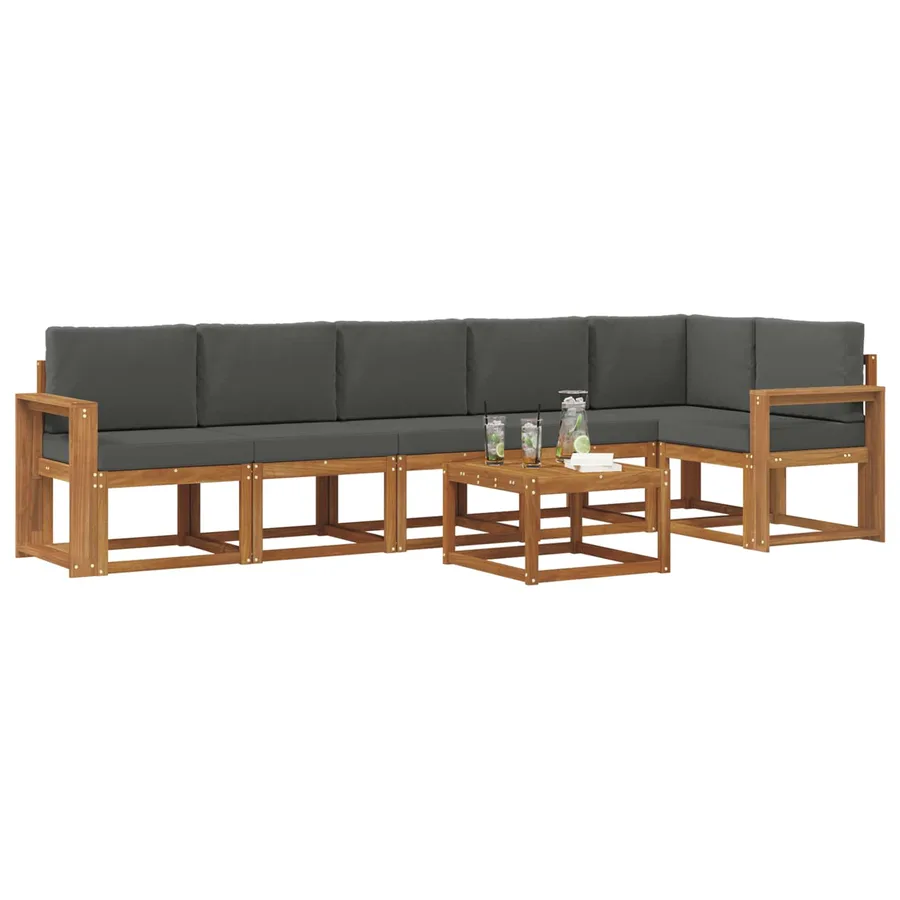 Ensemble de canapés d'extérieur 7 pcs Naturel et Anthracite - 3