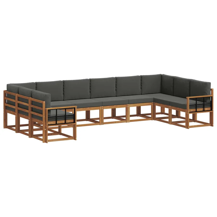 Ensemble de canapés d'extérieur 10 pcs Naturel et Anthracite - 2