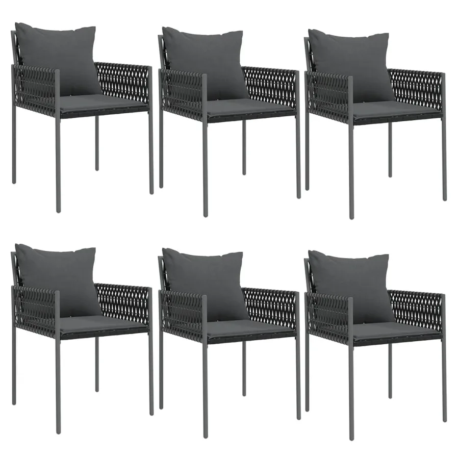Ensemble à manger de jardin 7 pcs coussins résine tressée acier - 4
