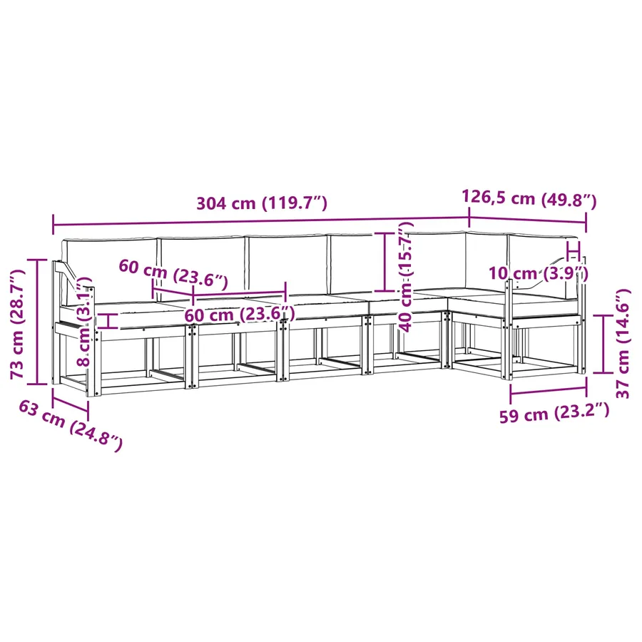 Ensemble de canapés d'extérieur 6 pcs Naturel et Anthracite - 8