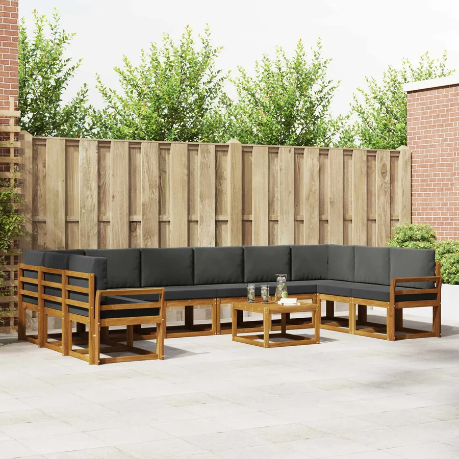 Ensemble de canapés d'extérieur 11 pcs Naturel et Anthracite