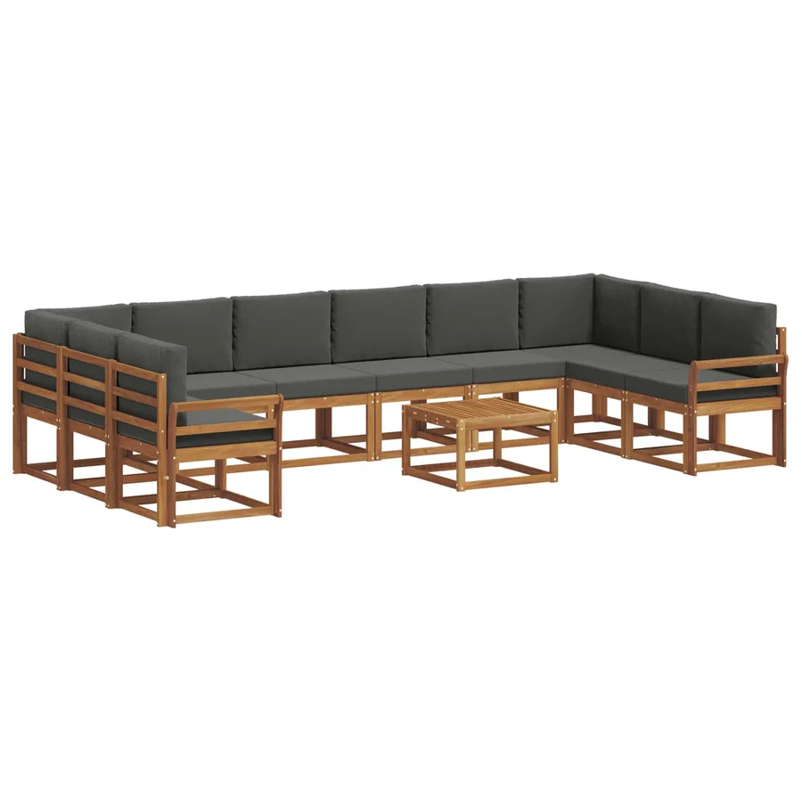 Ensemble de canapés d'extérieur 11 pcs Naturel et Anthracite - 2