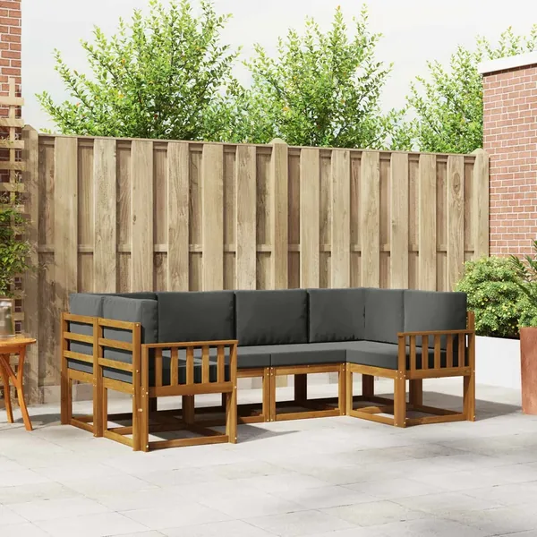 Ensemble de canapés d'extérieur 6 pcs Naturel et Anthracite