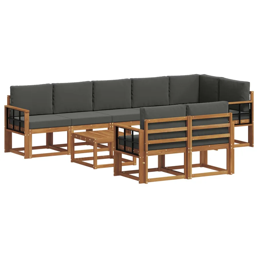 Ensemble de canapés d'extérieur 9 pcs Naturel et Anthracite - 2