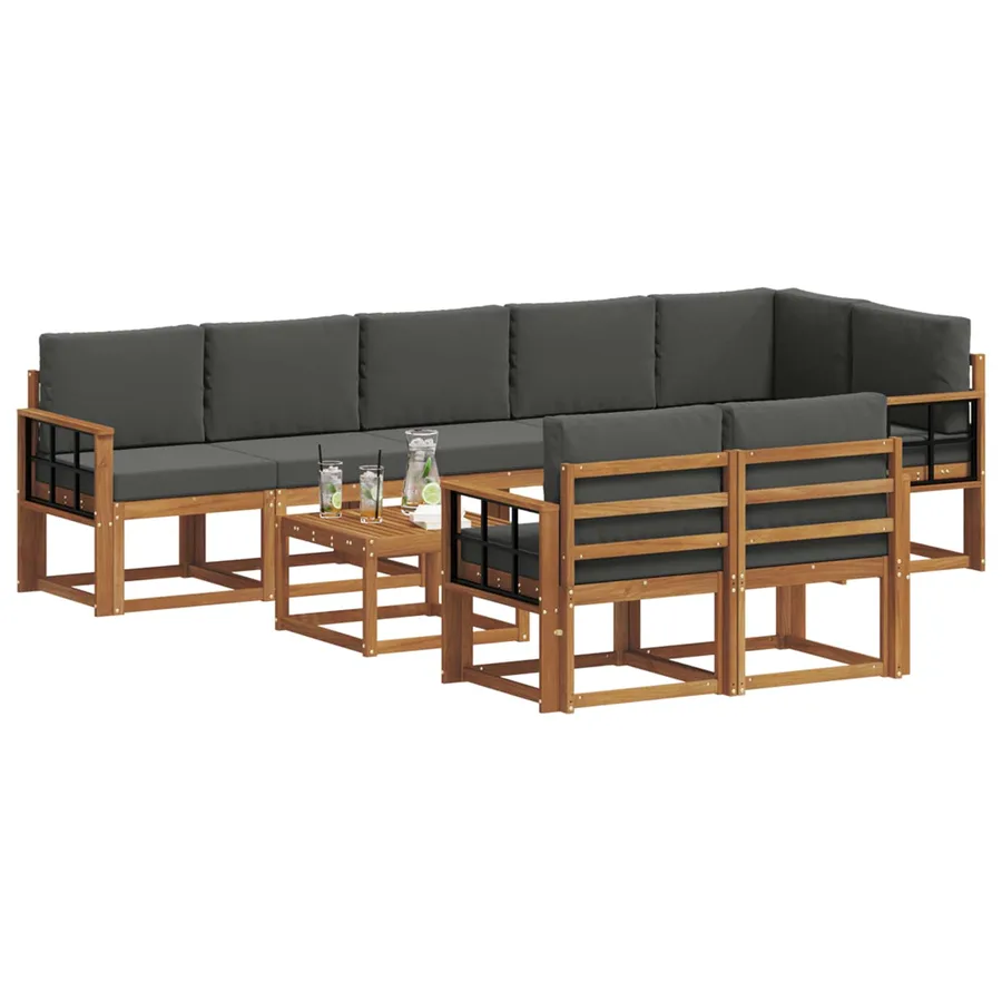 Ensemble de canapés d'extérieur 9 pcs Naturel et Anthracite - 3
