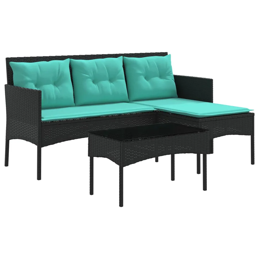Ensemble de canapé de jardin avec coussin 2 pcs polyrotin - 2