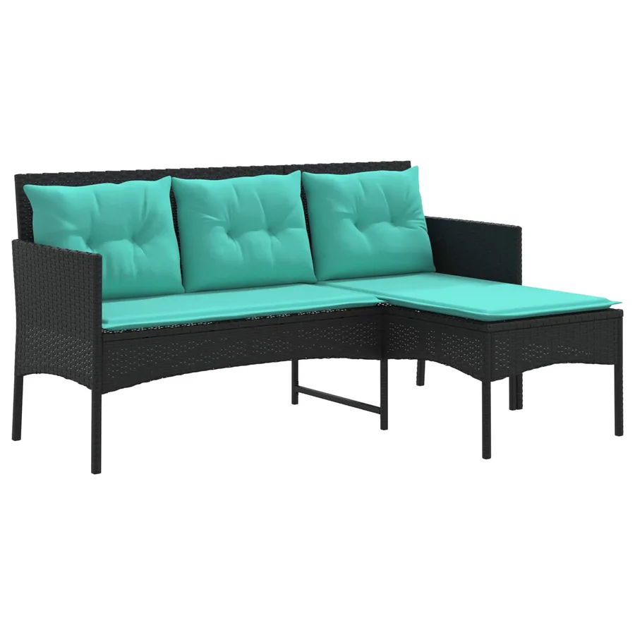 Ensemble de canapé de jardin avec coussin 2 pcs polyrotin - 5