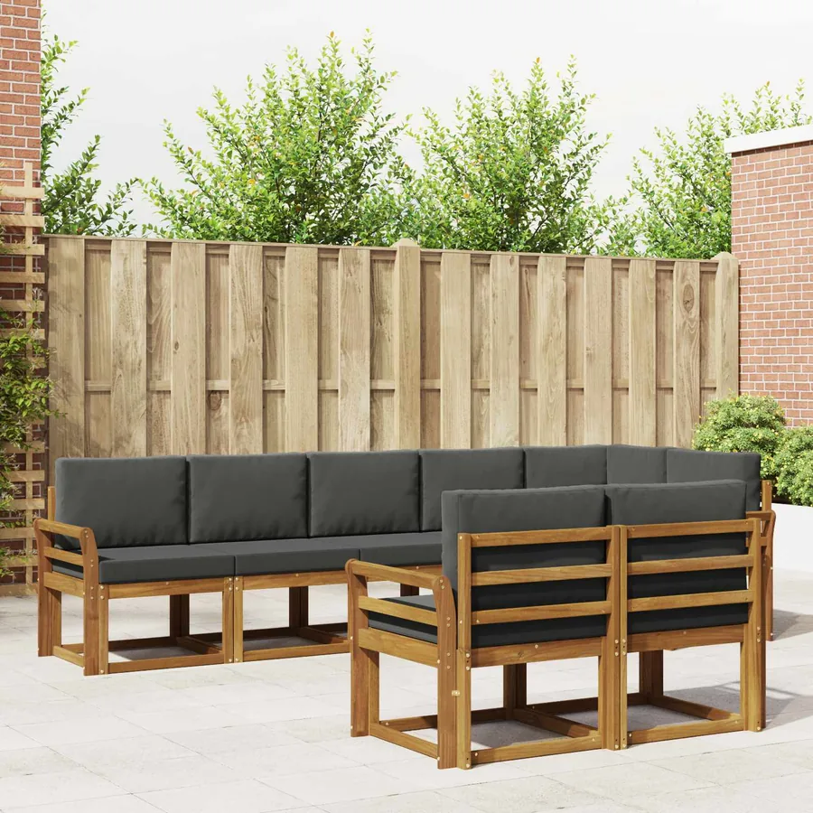 Ensemble de canapés d'extérieur 8 pcs Naturel et Anthracite