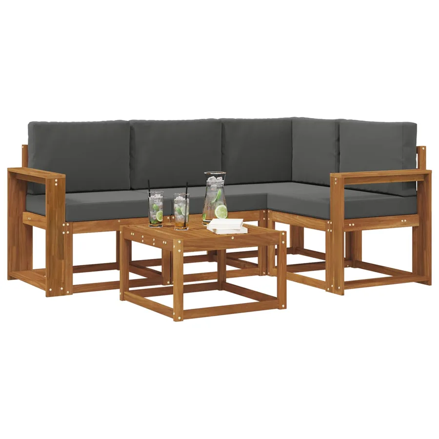 Ensemble de canapés d'extérieur 5 pcs Naturel et Anthracite - 3