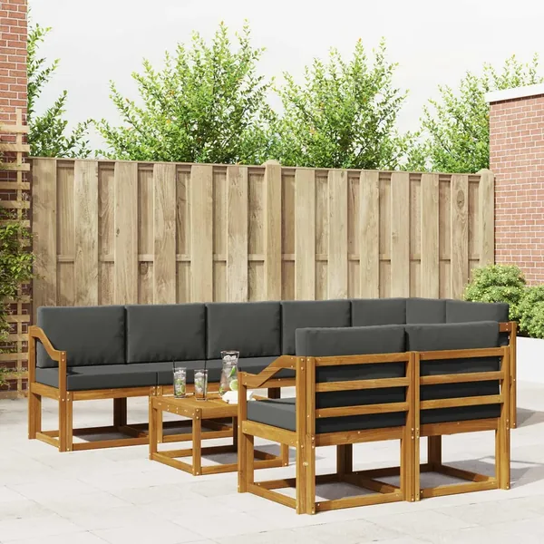 Ensemble de canapés d'extérieur 9 pcs Naturel et Anthracite