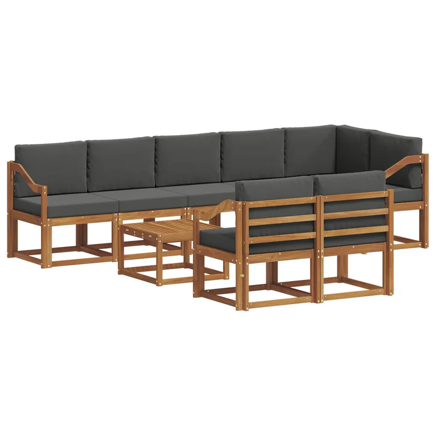 Ensemble de canapés d'extérieur 9 pcs Naturel et Anthracite - 2
