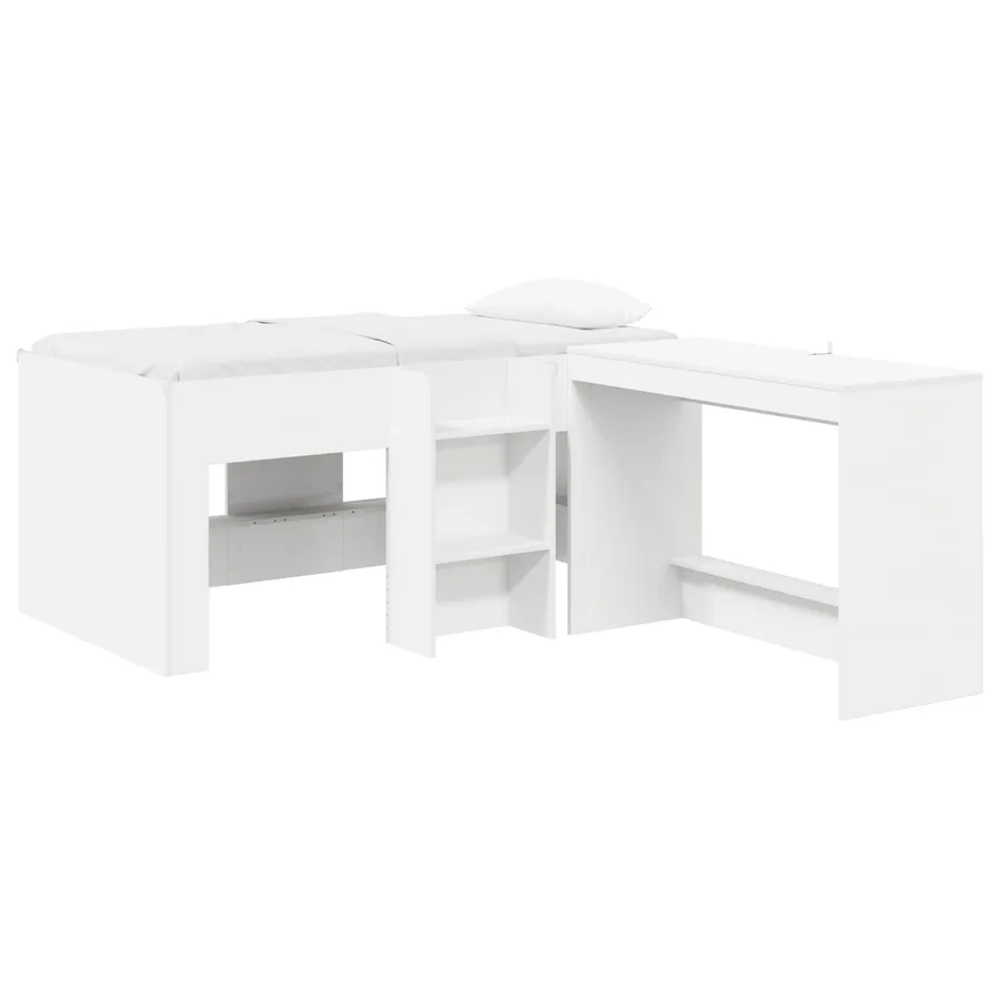 Lit haut pour enfants avec bureau 2 pc Blanc Bois d'ingénierie - 2