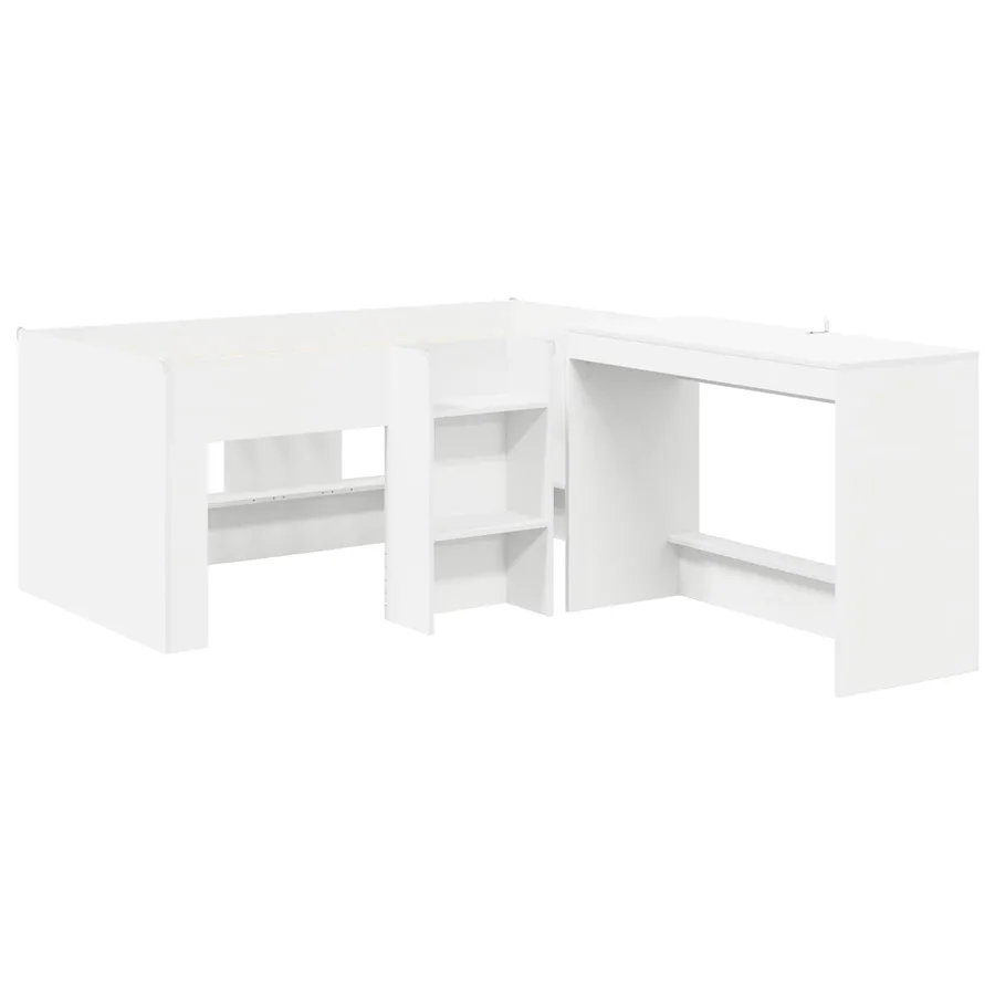 Lit haut pour enfants avec bureau 2 pc Blanc Bois d'ingénierie - 3