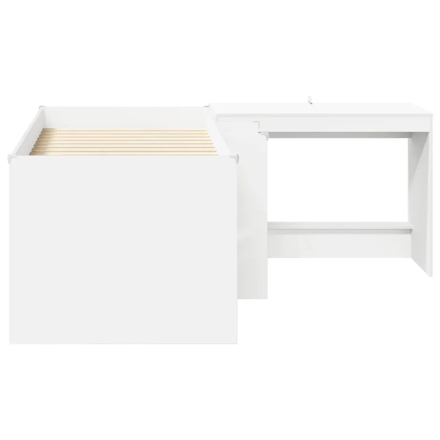Lit haut pour enfants avec bureau 2 pc Blanc Bois d'ingénierie - 4