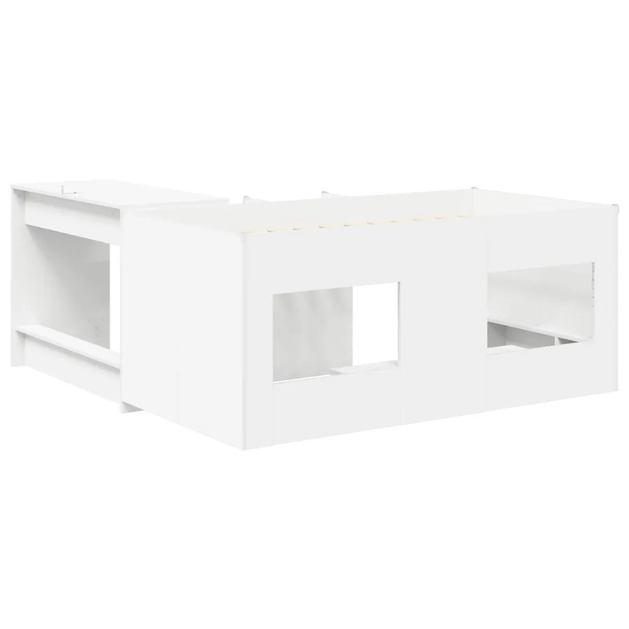 Lit haut pour enfants avec bureau 2 pc Blanc Bois d'ingénierie - 5