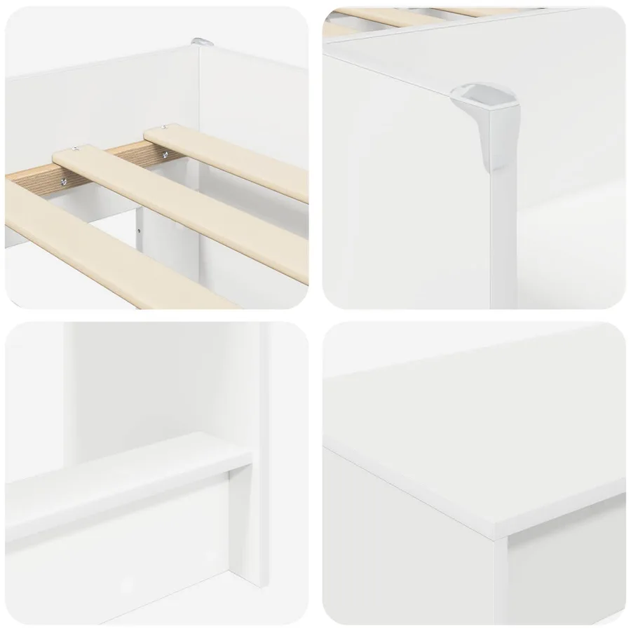 Lit haut pour enfants avec bureau 2 pc Blanc Bois d'ingénierie - 6