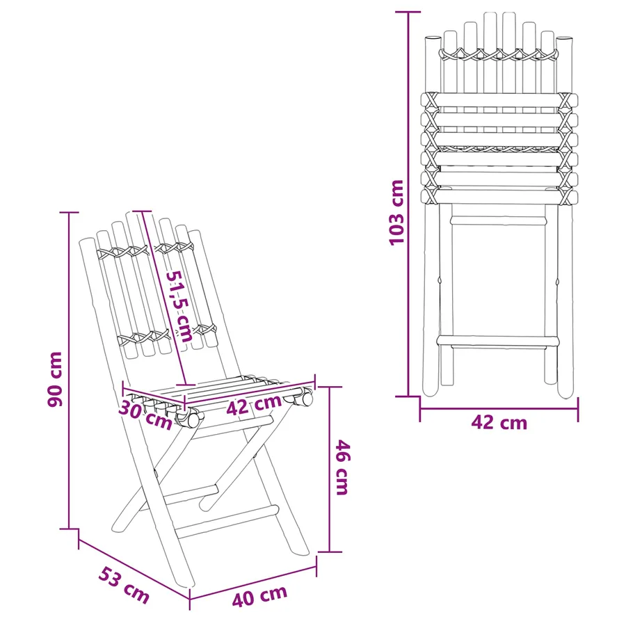 Chaise de jardin 4 pcs Naturel Bambou - 9