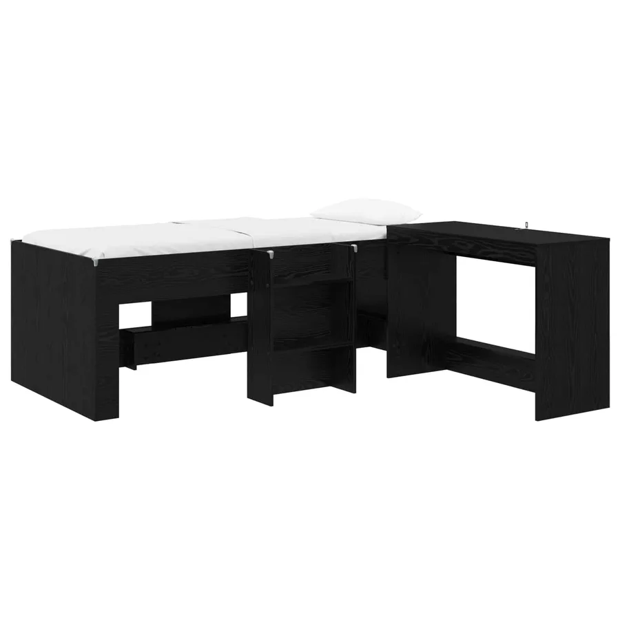Lit haut pour enfants avec bureau 2 pc Chêne noir - 2