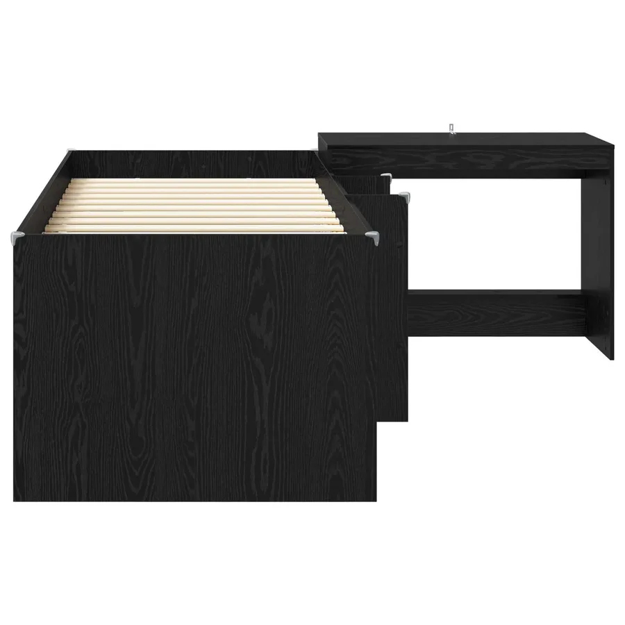 Lit haut pour enfants avec bureau 2 pc Chêne noir - 4