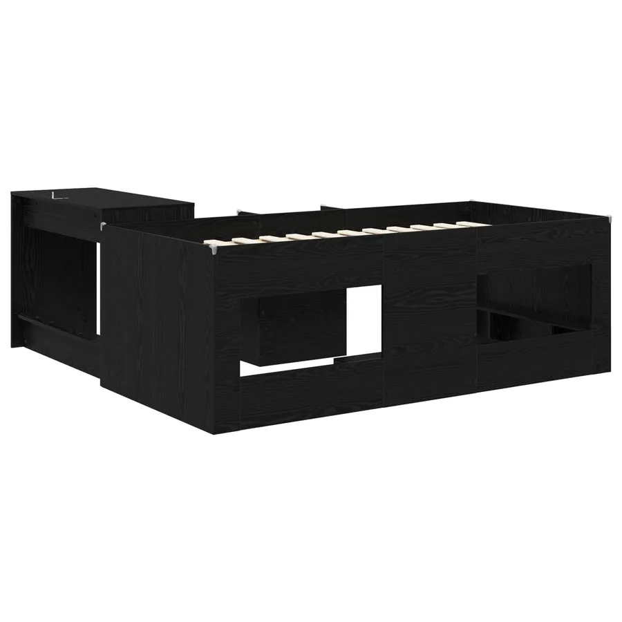 Lit haut pour enfants avec bureau 2 pc Chêne noir - 5
