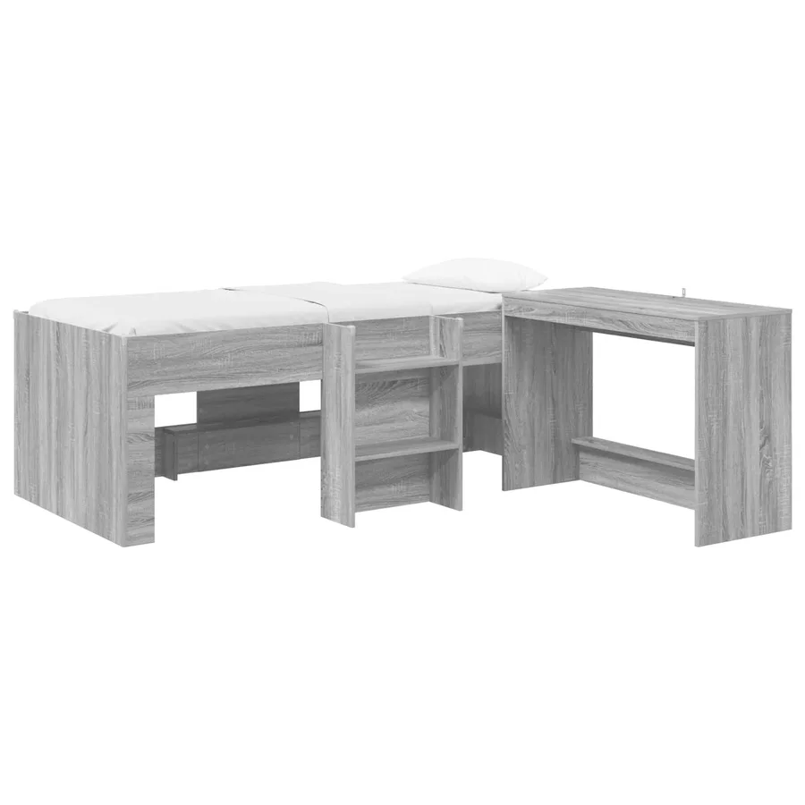 Lit haut pour enfants avec bureau 2 pc Sonoma gris - 2