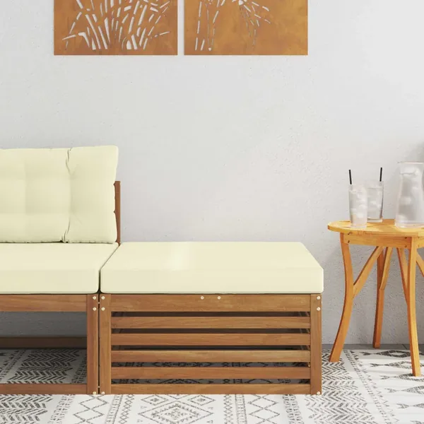 Pouf d'Extérieur Bois d'Acacia Massif Naturel