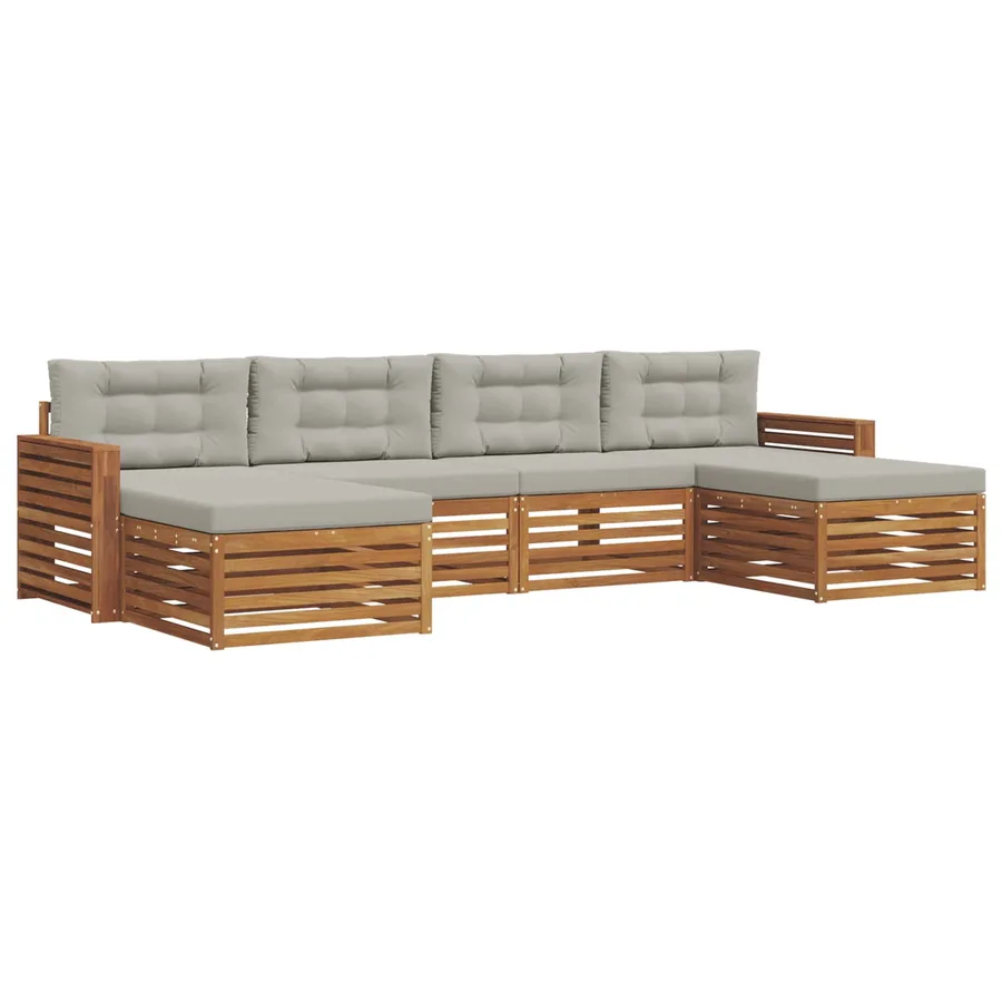 Ensembles de canapés avec coussin 6 pcs Gris Naturel et Clair - 2