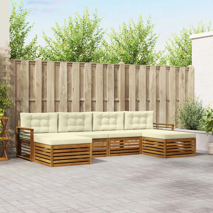 Ensembles de canapés avec coussin 6 pcs Naturel et Crème