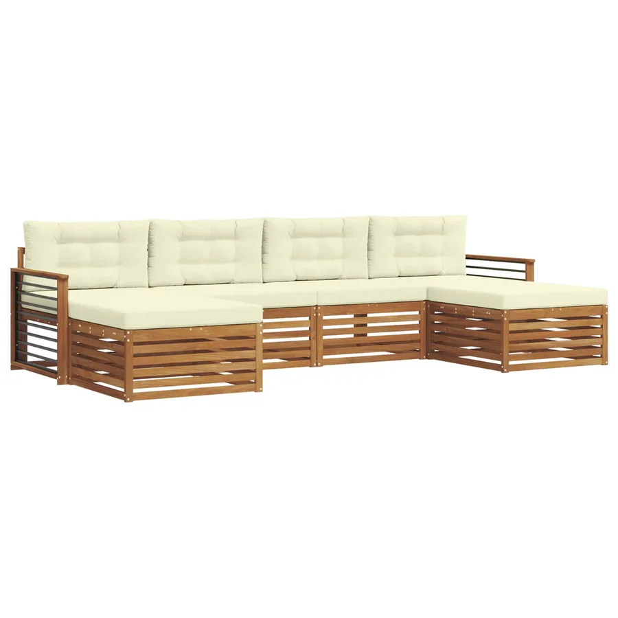Ensembles de canapés avec coussin 6 pcs Naturel et Crème - 2