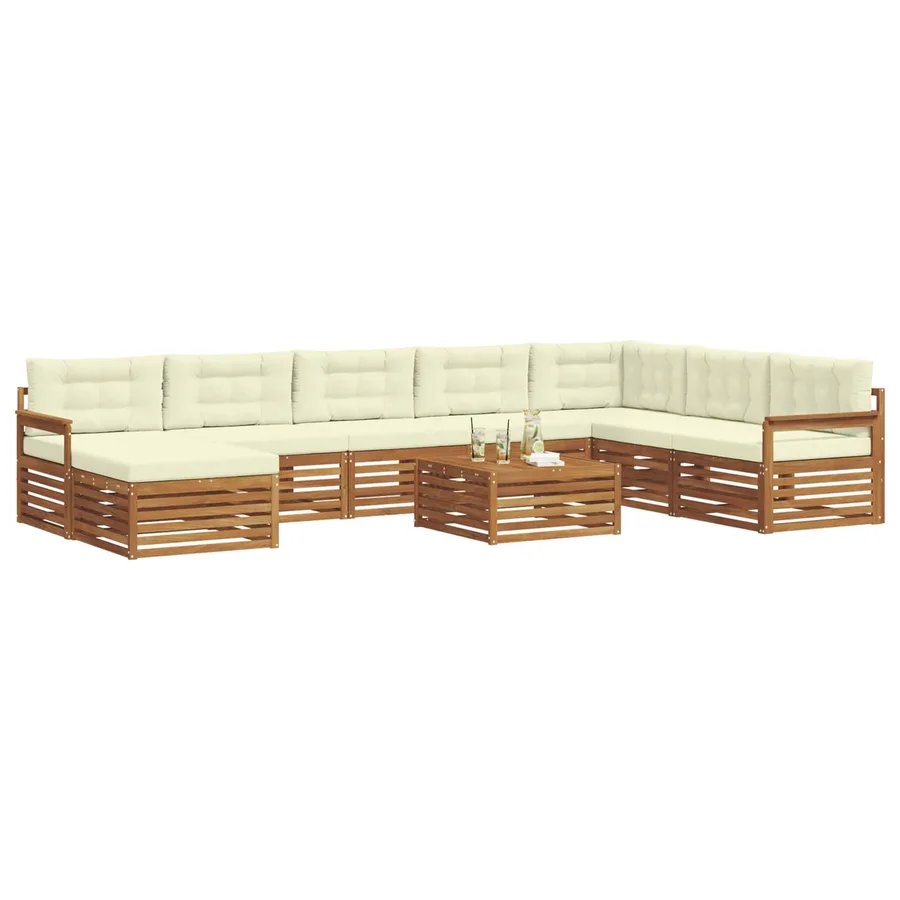 Ensemble de canapés d'extérieur 9 pcs Naturel et Crème - 3