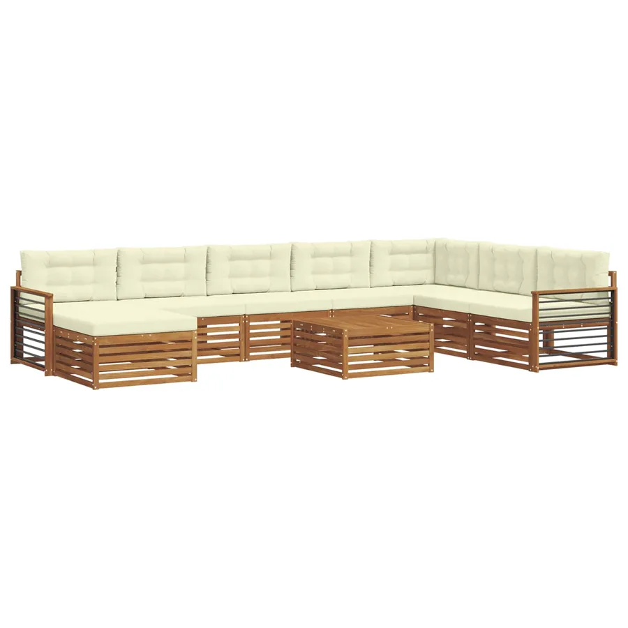 Ensemble de canapés d'extérieur 9 pcs Naturel et Crème - 2