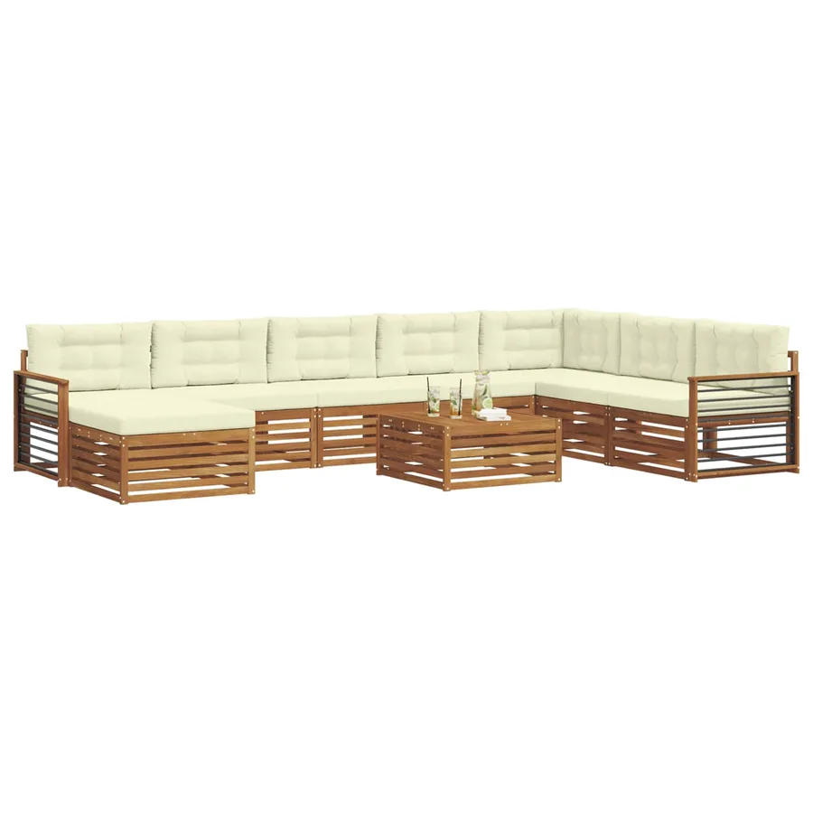 Ensemble de canapés d'extérieur 9 pcs Naturel et Crème - 3