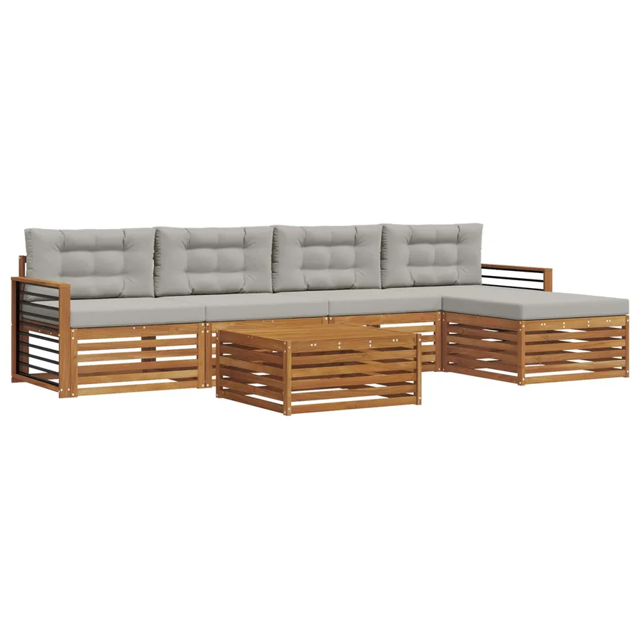 Ensemble de canapés d'extérieur 6 pcs Gris Naturel et Clair - 2