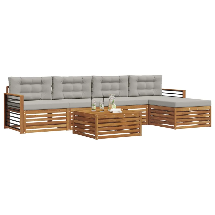 Ensemble de canapés d'extérieur 6 pcs Gris Naturel et Clair - 3