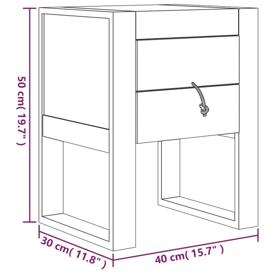 Table de chevet 40x30x50 cm bois de teck massif - 8
