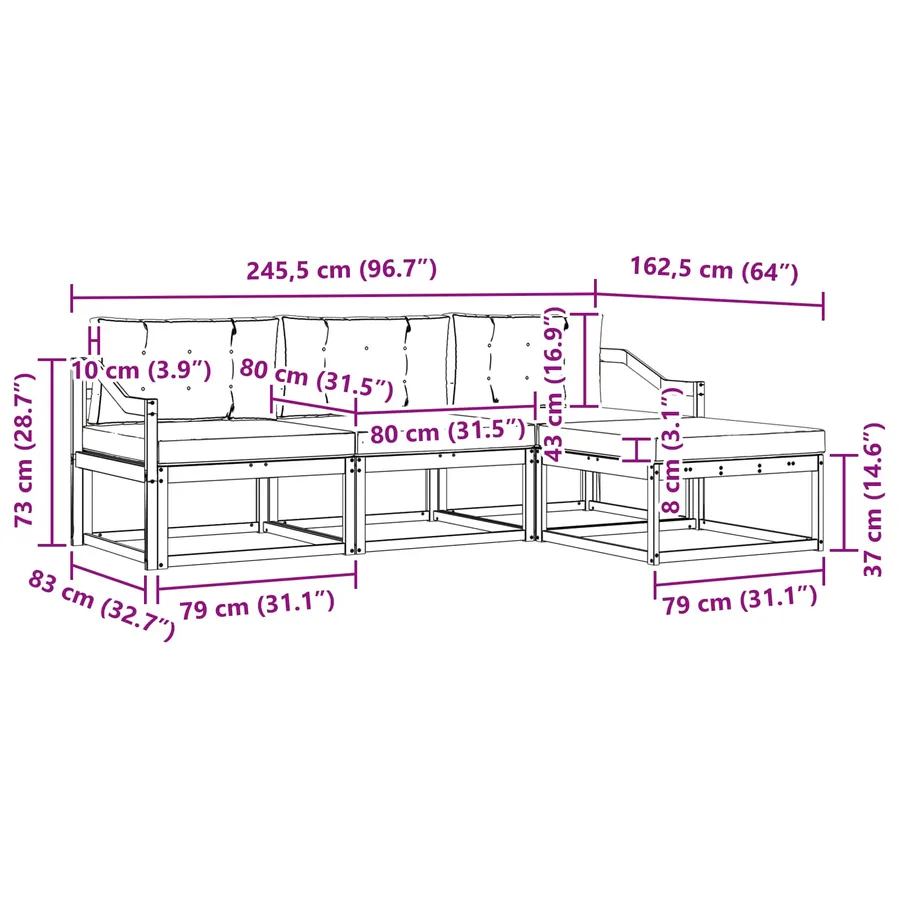 Ensemble de canapés d'extérieur avec coussin Naturel et Crème - 8