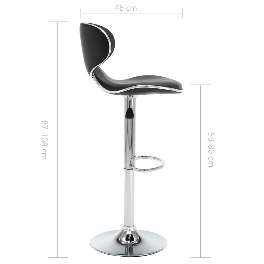 Tabourets de bar 2 pcs noir similicuir - 9