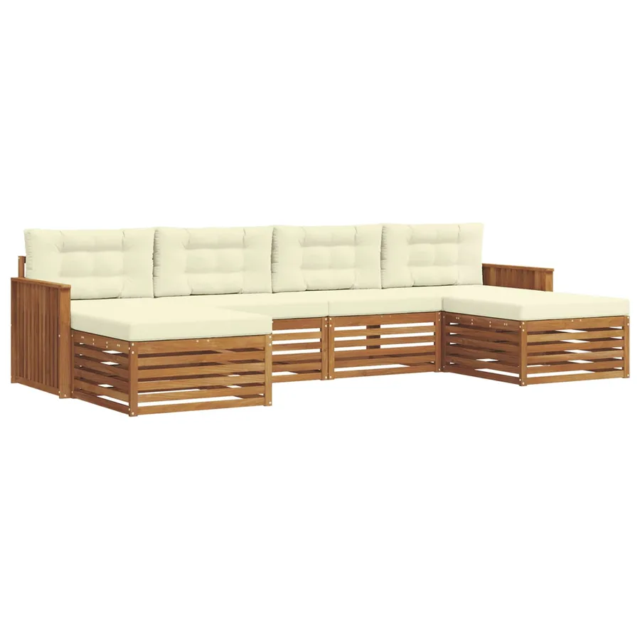 Ensembles de canapés avec coussin 6 pcs Naturel et Crème - 2