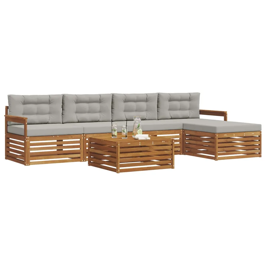 Ensemble de canapés d'extérieur 6 pcs Gris Naturel et Clair - 3