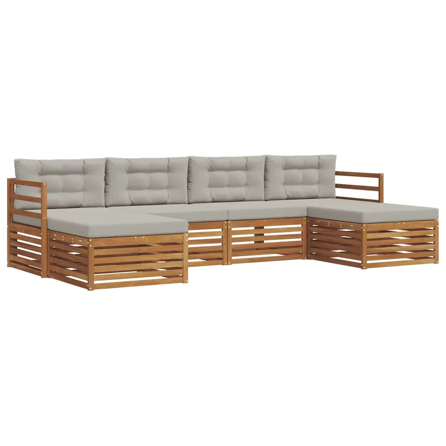 Ensembles de canapés avec coussin 6 pcs Gris Naturel et Clair - 2