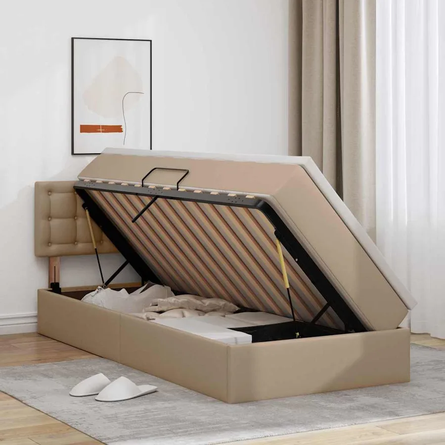 Lit avec rangement et LED avec matelas Cappuccino 90 x 190 cm - 4