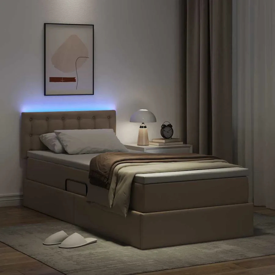 Lit avec rangement et LED avec matelas Cappuccino 90 x 190 cm - 5