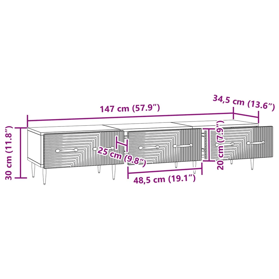 Meuble TV Chêne Sonoma 147 x 34,5 x 30 cm Bois d'ingénierie - 11