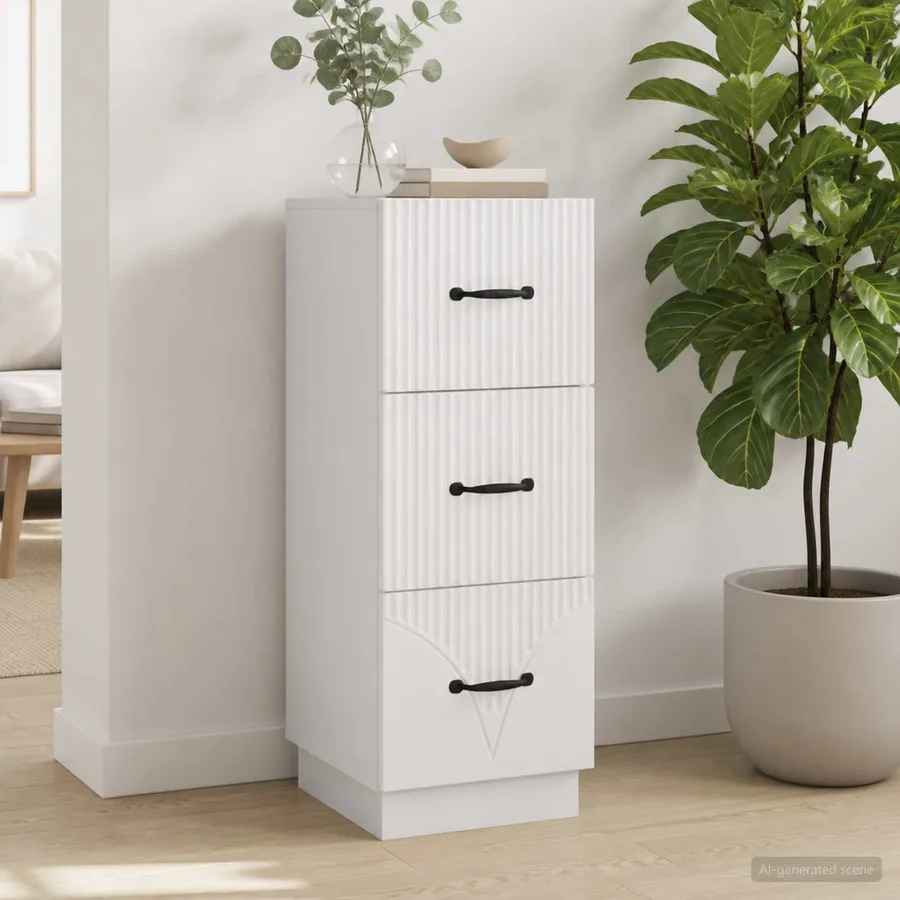 Armoire à tiroirs Blanc 33 x 34,5 x 87 cm Bois d'ingénierie - 4