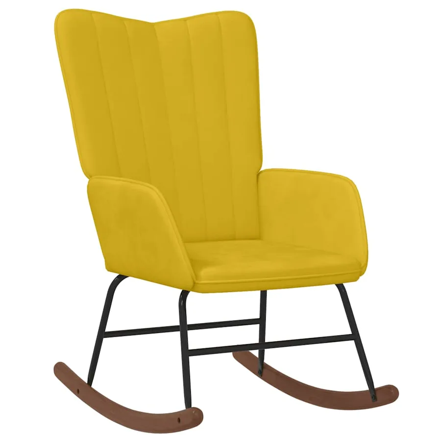Chaise à bascule Jaune moutarde Velours - 2