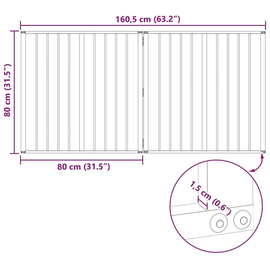 Porte pour chien 2 pcs Noir 80 x 80 cm Acier galvanisé - 10